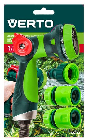 Zestaw z pistoletem zraszającym, złączkami, przyłączem do kranu 1/2"