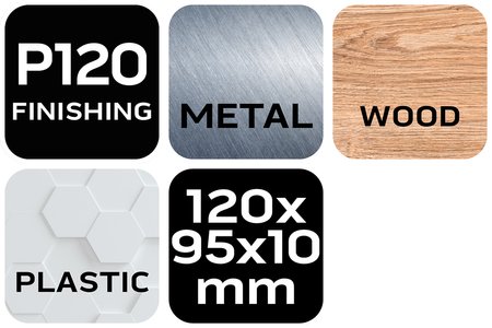 Gąbka ścierna 120 x 95 x 10 mm, K180