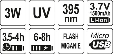 ZESTAW LATARKA UV AKUMULATOROWA 3W + OKULARY