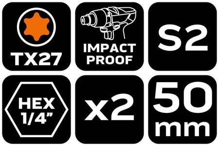 Bity udarowe TX27 x 50 mm, 2 szt.