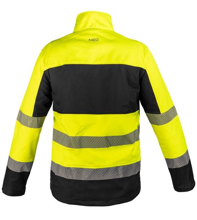 Kurtka robocza ostrzegawcza Softshell, żółto-czarna, rozmiar L
