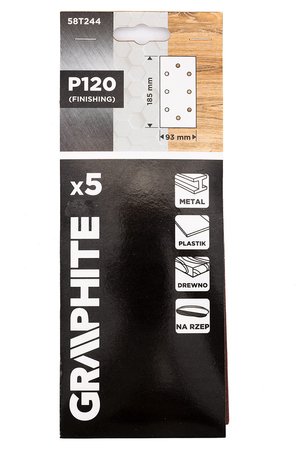 Papiery ścierne na rzep 93 x 185 mm, P120, 5 szt., z 8 otworami