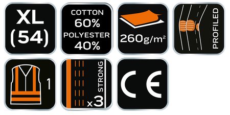 Spodnie ostrzegawcze 40% poliester, 60% bawełna, 260 gsm, rozmiar XL