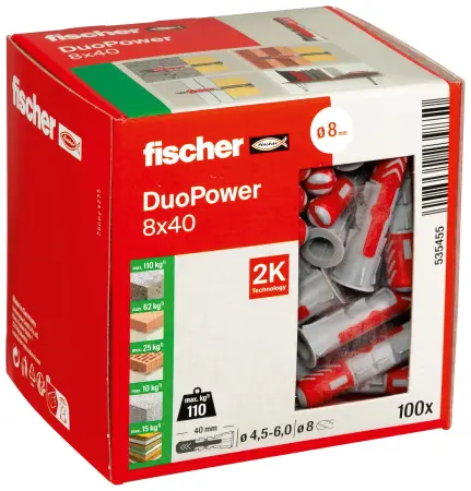 Fischer Kołek Uniwersalny DuoPower 8x40 (100 szt.) 535455