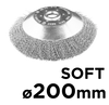 Szczotka druciana do kosy spalinowej 200 x 25,4 mm, miękka, druty falowane