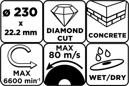 Tarcza diamentowa do cięcia segmentowa, 230 x 22.2 mm, na sucho i mokro