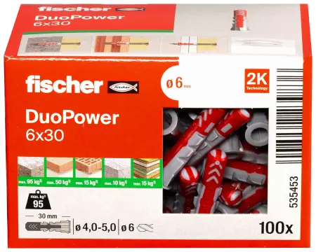 Fischer Kołek Uniwersalny DuoPower 6x30 (100 szt.) 535453