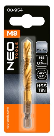 Wiertło gwintujące HSS TiN, M8x1,25 mm, Hex