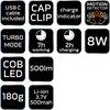 Latarka czołowa akumulatorowa 500 lm USB COB LED