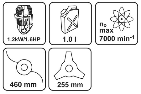 Kosa spalinowa 1.2kW, szerokość koszenia 255/460 mm