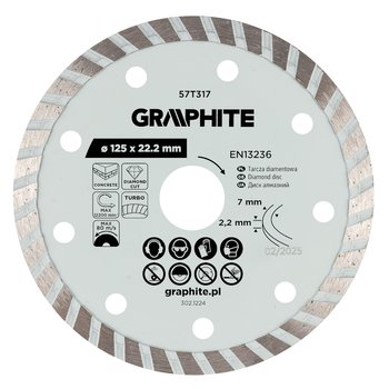 Tarcza diamentowa do cięcia turbo, 125 x 22.22 mm, na sucho