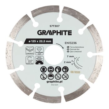 Tarcza diamentowa do cięcia segmentowa, 125 x 22.2 mm, na sucho