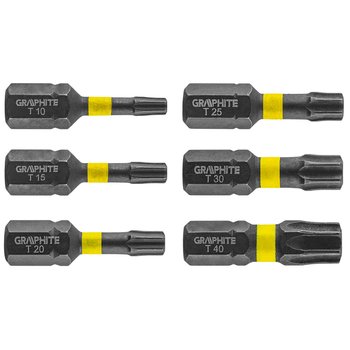 Bity udarowe TX10/15/20/25/30/40 x 25 mm, 6 szt.