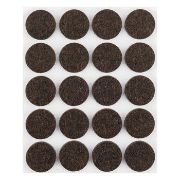 Podkładki filcowe okrągłe samoprzylepne, ciemnobrązowe 20mm, 20 szt.