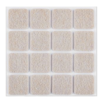 Podkładki filcowe samoprzylepne, jasnobrązowe 25x25 mm, 16 szt.