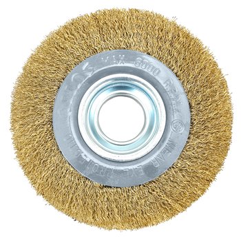 Szczotka druciana tarczowa 150 x 32 mm, drut karbowany, mosiądzowany