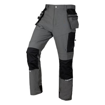Spodnie robocze Mix&Match, 4 way stretch, z kaburami, Cordura, szaro-czarne, rozmiar S