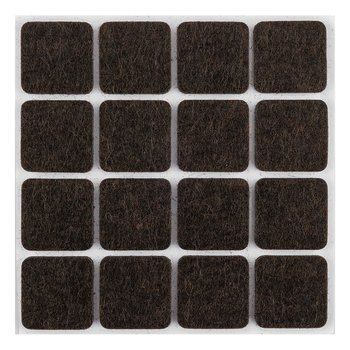 Podkładki filcowe samoprzylepne, ciemnobrązowe 25x25 mm, 16 szt.