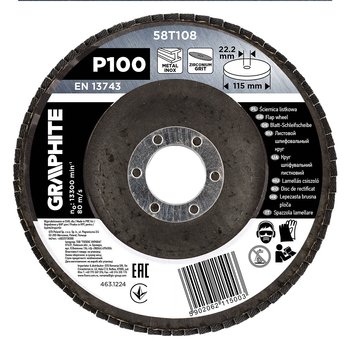 Ściernica listkowa cyrkonowa 115 x 22.2 mm, P100