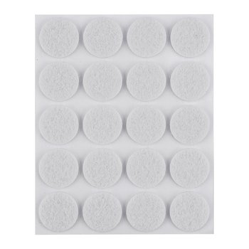 Podkładki filcowe okrągłe samoprzylepne, białe 20 mm, 20 szt.
