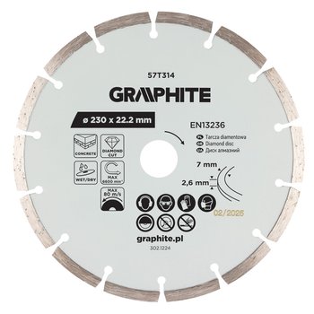 Tarcza diamentowa do cięcia segmentowa, 230 x 22.2 mm, na sucho i mokro