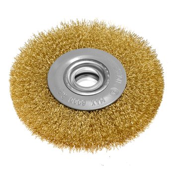 Szczotka druciana tarczowa 125 x 20 mm, drut karbowany, mosiądzowany