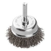 Szczotka druciana doczołowa 50 mm, drut karbowany, stalowy, z trzpieniem 6 mm