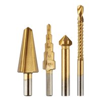 Wiertła stopniowe 4-12 mm, rozwiertak 12,4 mm, frezowiertło 6x90 mm, pogłębiacz stożkowy 8-20 mm,TiN