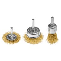 Szczotki druciane drut karbowany, mosiądzowany, 25, 37, 50 mm, 3 szt., trzpień 6 mm
