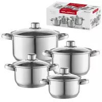 Komplet garnków ze stali nierdzewnej Polpo 8 elementów