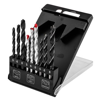 Zestaw wierteł do metalu, drewna, cegły: 5, 6, 8 mm, 9 szt.