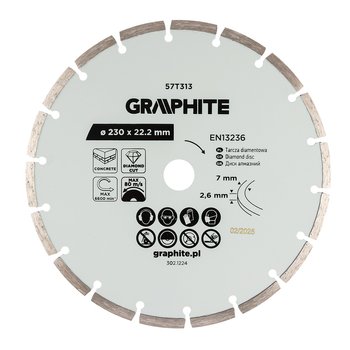 Tarcza diamentowa do cięcia segmentowa, 230 x 22.2 mm, na sucho