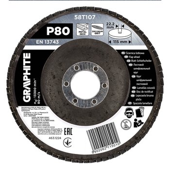 Ściernica listkowa cyrkonowa 115 x 22.2 mm, P80