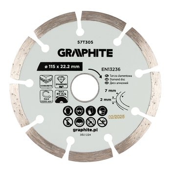 Tarcza diamentowa do cięcia segmentowa, 115 x 22.2 mm, na sucho