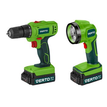 Wiertarko-wkrętarka akumulatorowa 2 x 20V, Li-Ion/1.5Ah, walizka + Latarka