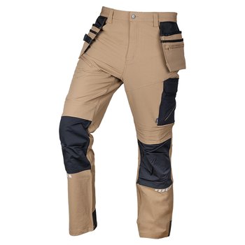 Spodnie robocze Mix&Match, 4 way stretch, z kaburami, Cordura, beżowo-czarne, rozmiar XL