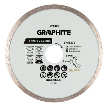 Tarcza diamentowa do cięcia pełna, 125 x 22.2 mm, na mokro