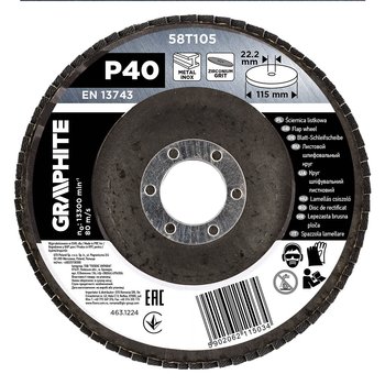 Ściernica listkowa cyrkonowa 115 x 22.2 mm, P40