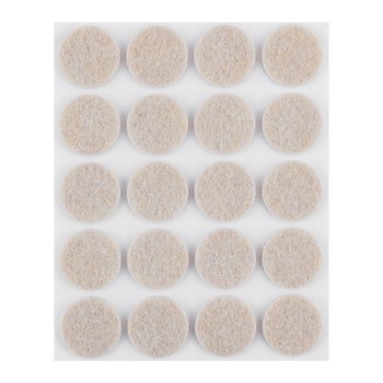 Podkładki filcowe okrągłe samoprzylepne, jasnobrązowe 20 mm, 20 szt.