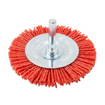 Szczotka nylonowa tarczowa 75 mm, z trzpieniem 6 mm