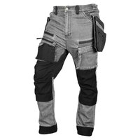 Spodnie robocze DENIM, wzmocnienia Cordura, odpinane kieszenie kaburowe, szare, rozmiar L