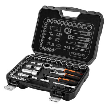 Zestaw nasadek przelotowych 1/4" + 3/8", 46 szt.