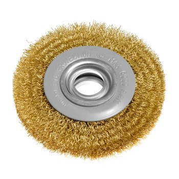 Szczotka druciana tarczowa 100 x 20 mm, drut karbowany, mosiądzowany