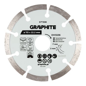 Tarcza diamentowa do cięcia segmentowa, 115 x 22.2 mm, na sucho i mokro