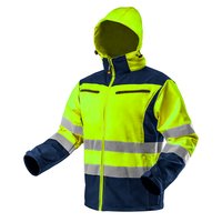 Kurtka robocza ostrzegawcza softshell z kapturem, żółta, rozmiar XXXL