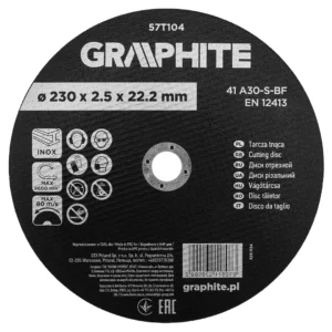 GRAPHITE tarcza korundowa do metalu i INOX 230 × 2,5 × 22,2 mm