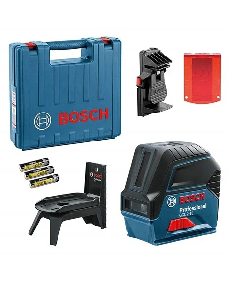 Bosch 0601066E02 urządzenie pomiarowe laser krzyżowy GCL 2-15+RM1+UCHWYT BM3+WALIZKA