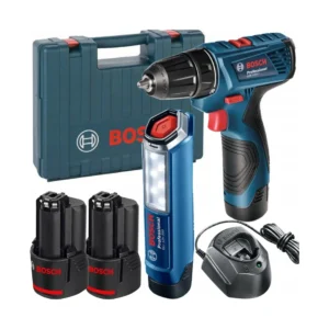 Bosch GSR 120-LI Professional wiertarko-wkrętarka 12 V 2×2,0 Ah + lampa GLI 12V-300
