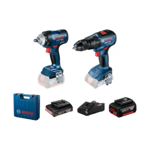 Bosch zestaw 18 V: klucz udarowy GDS 18V-400 + wiertarko-wkrętarka GSB 18V-50, akumulatory 2,0 + 5,0 Ah Bosch zestaw 18 V: klucz udarowy GDS 18V-400 + wiertarko-wkrętarka GSB 18V-50, akumulatory 2,0 + 5,0 Ah