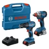 Bosch zestaw 18 V: zakrętarka/klucz udarowy GDX 18V-285 + wiertarko-wkrętarka GSB 185-LI, 2×2,0 Ah Bosch zestaw 18 V: zakrętarka/klucz udarowy GDX 18V-285 + wiertarko-wkrętarka GSB 185-LI, 2×2,0 Ah